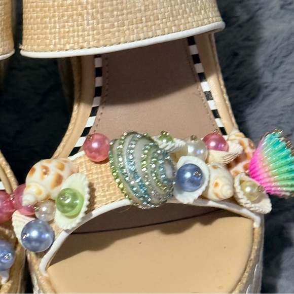 Betsey Johnson Tan Sandals with Shell and Bead Embellishments - Picture 3 of 12